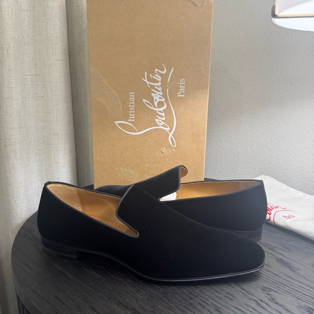 Christian Louboutin Dandelion Loafer Velvet Black 44 - Picture 3 of 9
